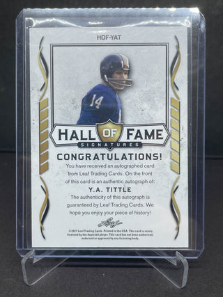 2021 Leaf Y.A. Tittle Hall Of Fame Signatures Auto #HOF-YAT