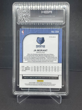 2019-20 Hoops Premium Stock Ja Morant Blue Cracked Ice Prizm HGA 9 Mint