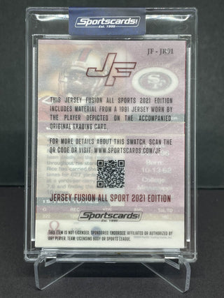 2000 Pacific Omega Jerry Rice Jersey Fusion Game Used Swatch #JF-JR91