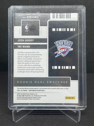 2021-22 Panini Contenders Josh Giddey/Tre Mann Dual Rookie Swatches #RT2-OKC