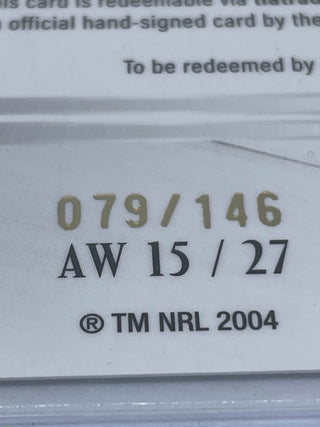 2025 NRL Traders Authentic Signatures White Connor Watson Redemption Card 079/146