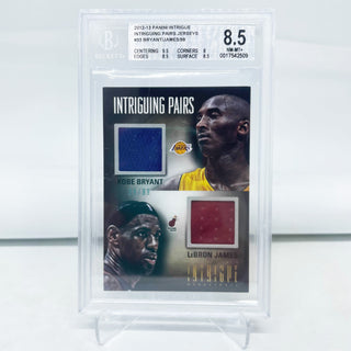 2012-13 Panini Intrigue Intriguing Pairs Jerseys Kobe Bryant/LeBron James 39/99 BGS 8.5 NM-MT+