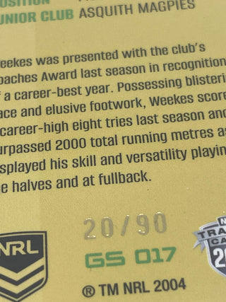 2025 NRL Traders Gold Special Kaeo Weekes GS 017 Canberra Raiders 20/90