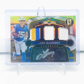 2024 Panini Gold Standard Ladd McConkey Triple Patch Rookie Auto 14/49