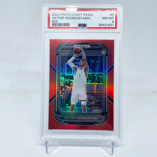 2023 Panini Prizm Draft Picks Victor Wembanyama Red Rookie 102/299 PSA NM-MT 8