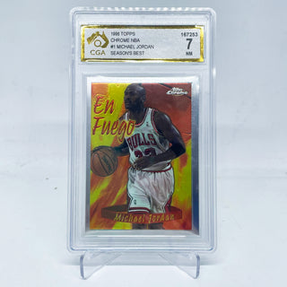 1996 Topps Chrome Michael Jordan Seasons Best En Fuego CGA NM 7
