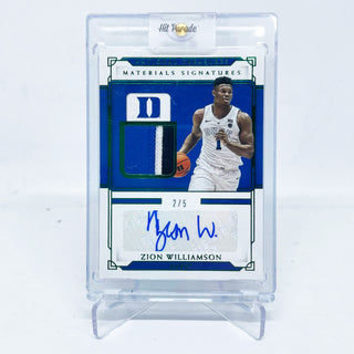 2021 Panini National Treasures Zion Williamson Green Materials Auto 2/5