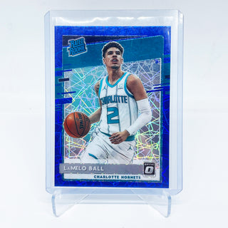 2020-21 Panini Donruss Optic LaMelo Ball Rated Rookie Blue Velocity Prizm - No. 153