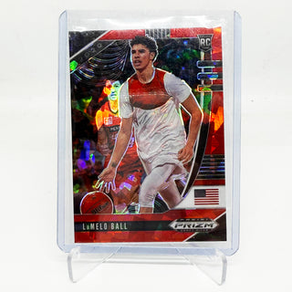 2020 Panini Prizm Draft Picks LaMelo Ball Red Cracked Ice RC - No. 43