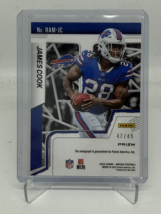 2022 Panini Mosaic James Cook Purple Mosaic Autographs Rookie 47/49