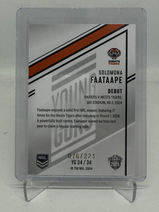 2025 NRL Elite Young Guns Solomona Faataape - YG 34/34 076/221