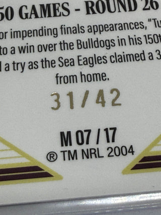 2025 NRL Elite 2024 Milestones 150 Games Tom Trbojevic Case Card - 31/42 #M 07/17