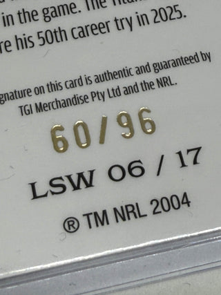 2025 NRL Elite League Sensation Signature White David Fifita - 60/96 LSW 06/17