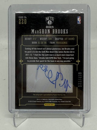 2012-13 Panini Timeless Treasures Glass Rookie MarShon Brooks Auto 173/499