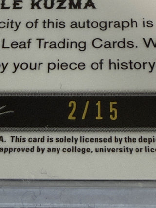 2018 Leaf Valiant Kyle Kuzma Auto Purple 2/15