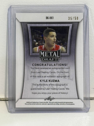 2018 Leaf Metal Draft Kyle Kuzma Auto Blue 35/50