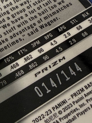 2022-23 Panini Prizm Franz Wagner Blue Sparkle Prizm 014/144