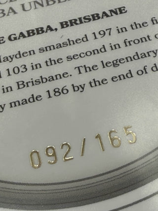 2025 Cricket Australia Traders The Ashes Moments Silver Matthew Hayden Gabba Day One 092/165 - AMS 09/30