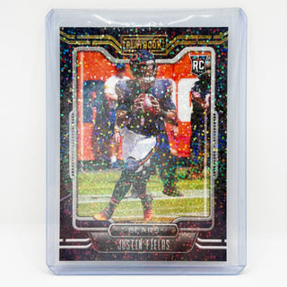 2021 Panini Playbook Justin Fields Black Sparkle Prizm RC - No. 108