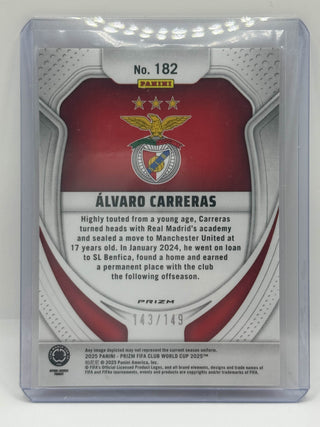 2025 Panini Prizm Club World Cup Álvaro Carreras Orange Pulsar RC 143/149