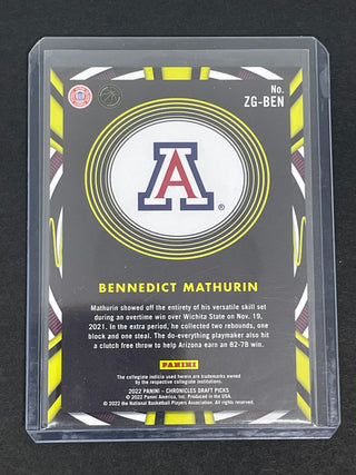 2022 Panini Chronicles Draft Picks Bennedict Mathurin Gamma Rays RC 086/149 - No. ZG-BEN