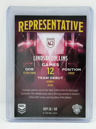 2025 NRL Elite Representative Lindsay Collins Queensland Maroons - REP #26/48