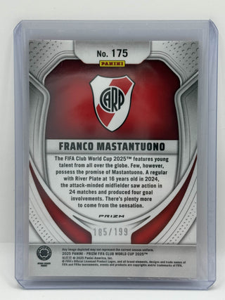 2025 Panini Prizm Club World Cup Franco Mastantuono Seismic Orange Prizm 185/199