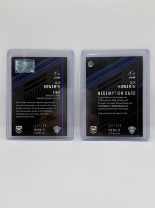 2025 NRL Elite Young Guns Signature Black Jack Howarth + Redemption Card 140/159 #YGS 08/17