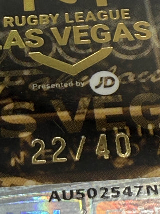 2025 NRL Elite USA Edition Dylan Edwards & Daine Laurie Dual Signature Booklet + Redemption Card 22/40 #YRS 3/5