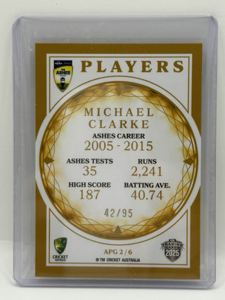 2025 Cricket Australia Traders The Ashes Players Gold Michael Clarke Case Card 42/95