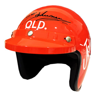 Dick Johnson Signed Replica 1980-81 Race Helmet w/ Display Case & COA
