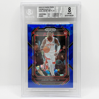 2022-23 Panini Prizm Jabari Smith Jr. Blue Ice Prizm Rookie 004/125 BGS NM-MT 8