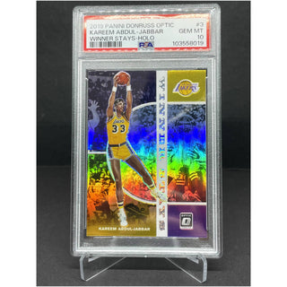 2019 Panini Donruss Optic Kareem Abdul-Jabbar Winner Stays Holo PSA Gem Mint 10