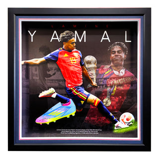 Lamine Yamal Hand Signed Soccer Boot Framed Display