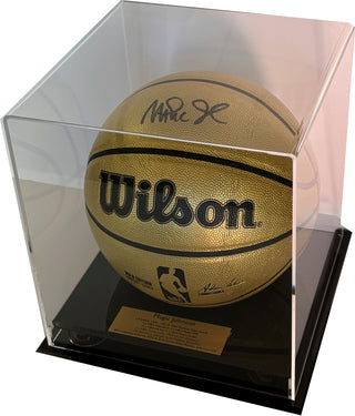 Lakers Magic Johnson Signed Gold Wilson 75th Anniversary Basketball BAS Witness