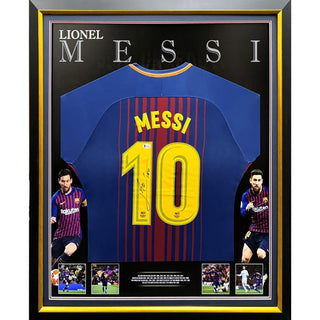 Lionel Messi signed Barcelona Home Jersey Framed Beckett Authenticated