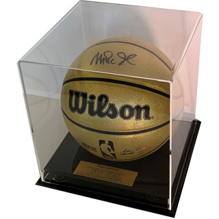 Lakers Magic Johnson Signed Gold Wilson 75th Anniversary Basketball BAS Witness