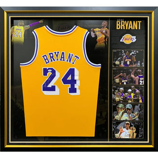 Kobe Bryant signed LA Lakers Home Singlet with Replica Championship Rings