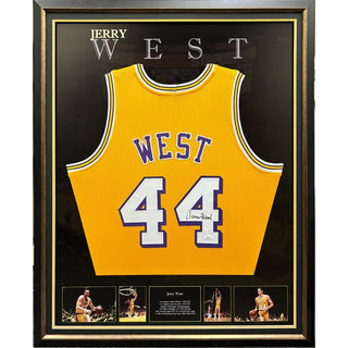 Jerry West Signed L.A Lakers Jersey Framed