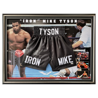 Mike Tyson Signed Boxing Trunks Framed