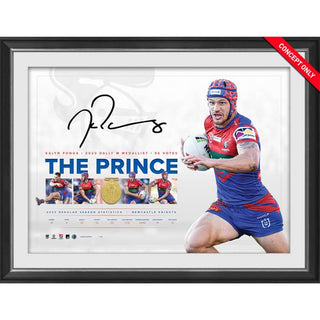 Kalyn Ponga signed Dally M Lithograph Framed