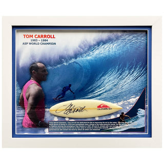 Tom Carroll Hand Signed Minatare Surf Board Framed