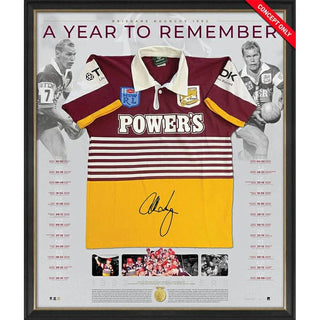 Allan Langer signed Retro Brisbane Broncos Jersey Framed