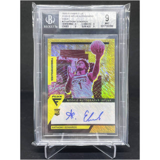 2020-21 Panini Flux Rookie Influx Autographs Gold Anthony Edwards 10/10 BGS 9 Mint