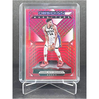 2021-22 Panini Obsidian Magnitude Giannis Antetokounmpo Electric Etch Red Flood - No. 34