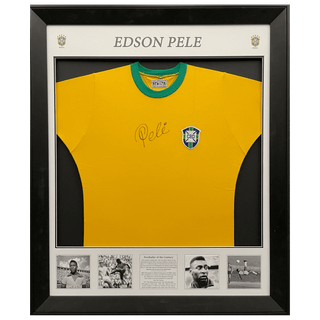 Pele Signed Brazilian Home Jersey Framed