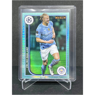 2024 Topps Merlin UEFA Erling Haaland Aqua Refractor - No. 73