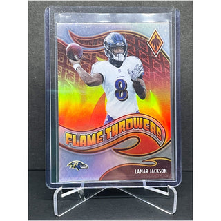 2021 Panini Phoenix Flamethrowers Lamar Jackson Baltimore Ravens - No. FT-4