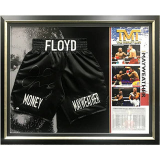 Floyd Mayweather Signed Boxing Trunks Framed