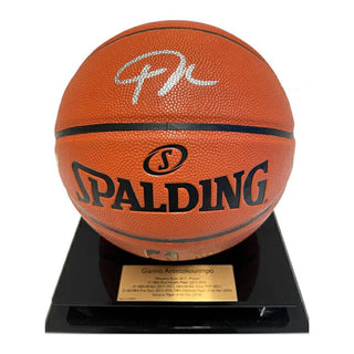 Giannis Antetokounmpo Signed Spalding Basketball In Display Case